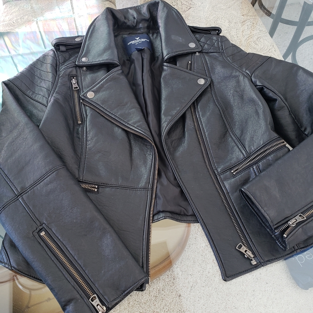 American Eagle leather look like moto jacket medium